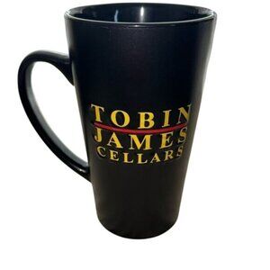 Tobin James Cellars Black Ceramic Coffee Mug With Yellow Sunburst Design